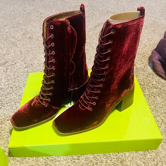 COPY - Sam Edelman Western, Brick Velvet Bootie - Picture 1 of 6